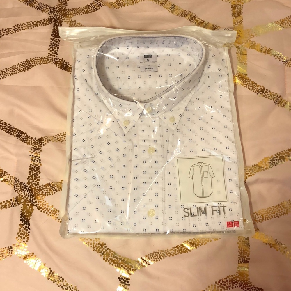 White Men’s XL Slim-Fit Short-Sleeve